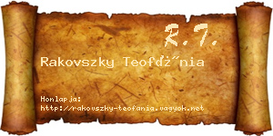 Rakovszky Teofánia névjegykártya